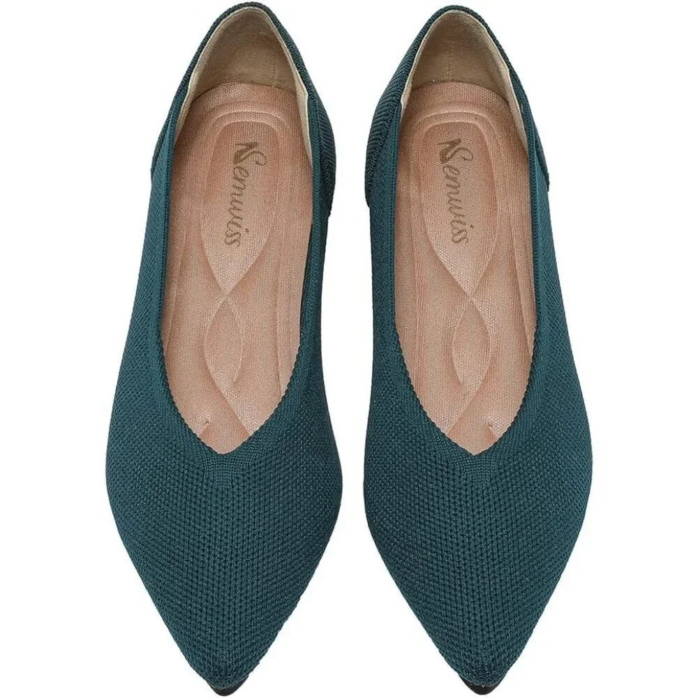 Semwiss Women's Green Ballet Pointed Toe Flats Comfortable Casual Dressy Shoes